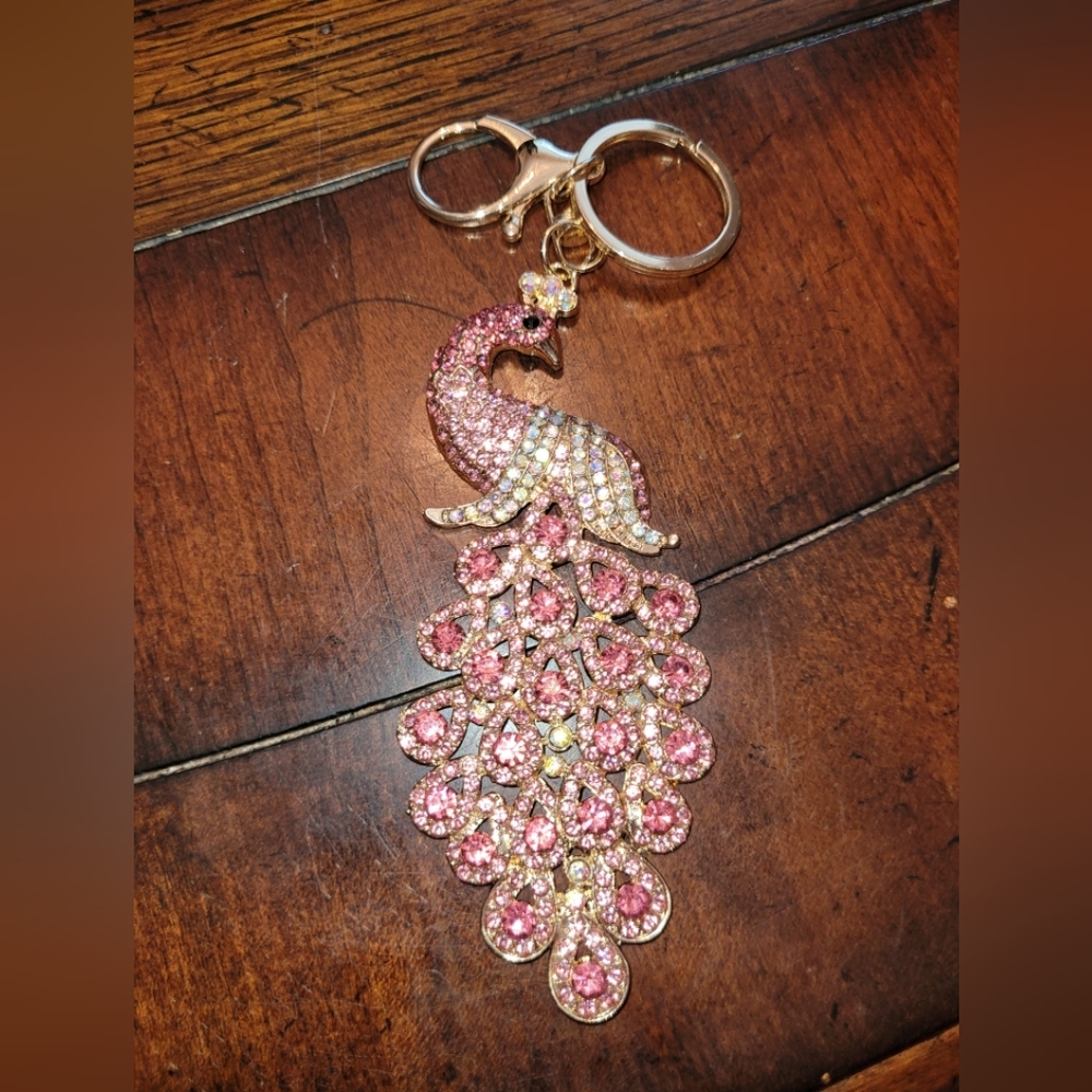 Bag Charm of Pink Peacock - Picture 4 of 4